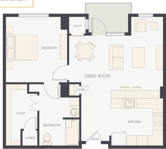 One Bedroom Plus A floor plan
